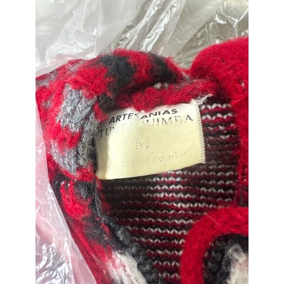 Artesanias Tuntaquimba Aztec Dream Catcher Wool Hooded Jacket Sweater Sz Medium - Picture 4 of 7